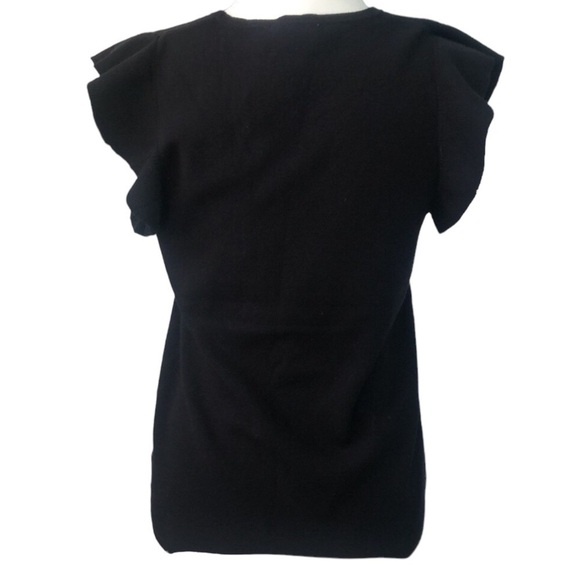 Philosophy Republic Ruffled Flutter Sleeve Black Knit Top Blouse Large NWT - Picture 5 of 14